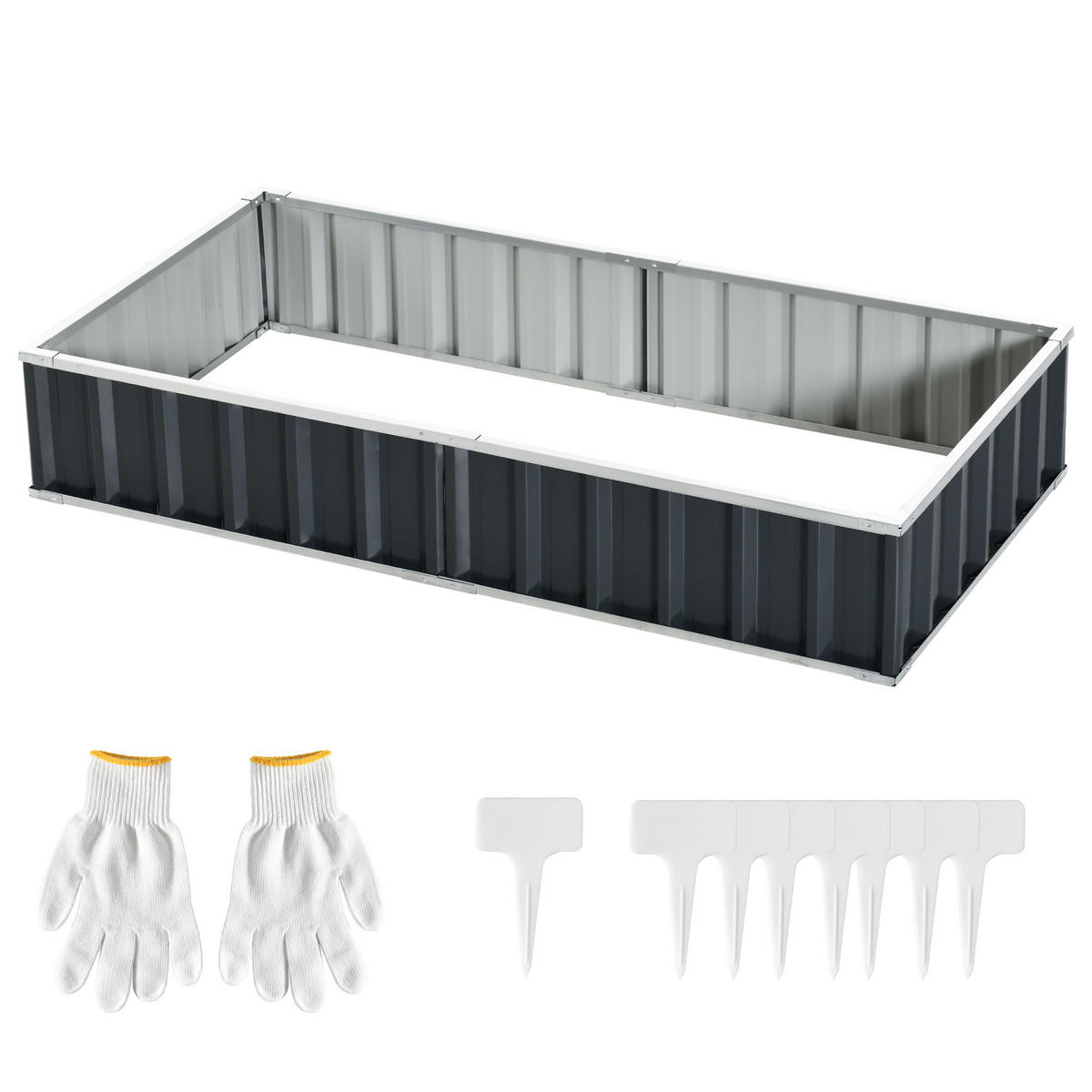 HOCHBEET DE-12109 modular 174/90/30 cm, Montage ohne Werkzeug Anthrazit - Grau, Metall (174/30/90cm) - ComfortXL