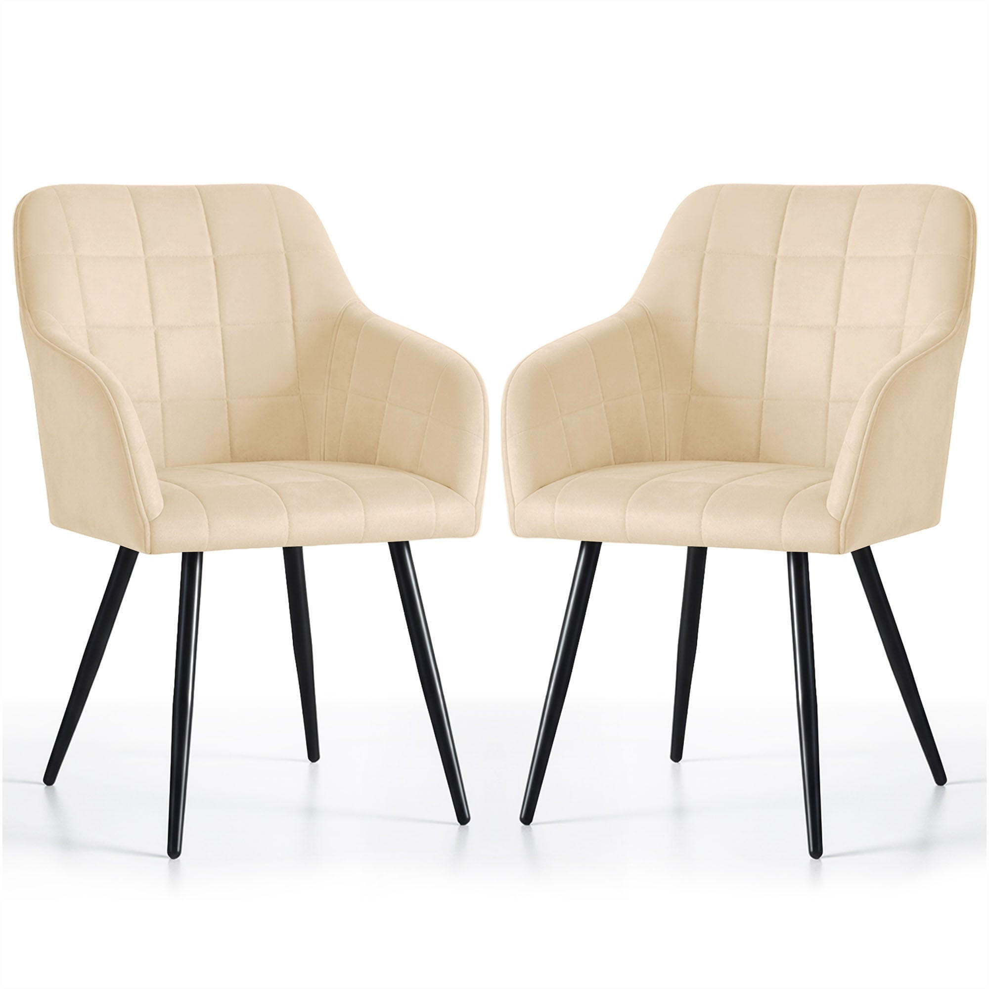 POLSTERSTUHL 2er Set, Metallbeine Beige, Schwarz 54/82/58 - Beige/Schwarz, Textil (54/82/58cm) - RAUMHIRSCH FURNITURE