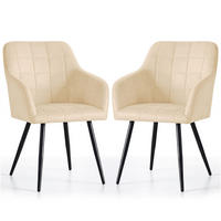 POLSTERSTUHL 2er Set, Metallbeine Beige, Schwarz 54/82/58 - Beige/Schwarz, Textil (54/82/58cm) - RAUMHIRSCH FURNITURE