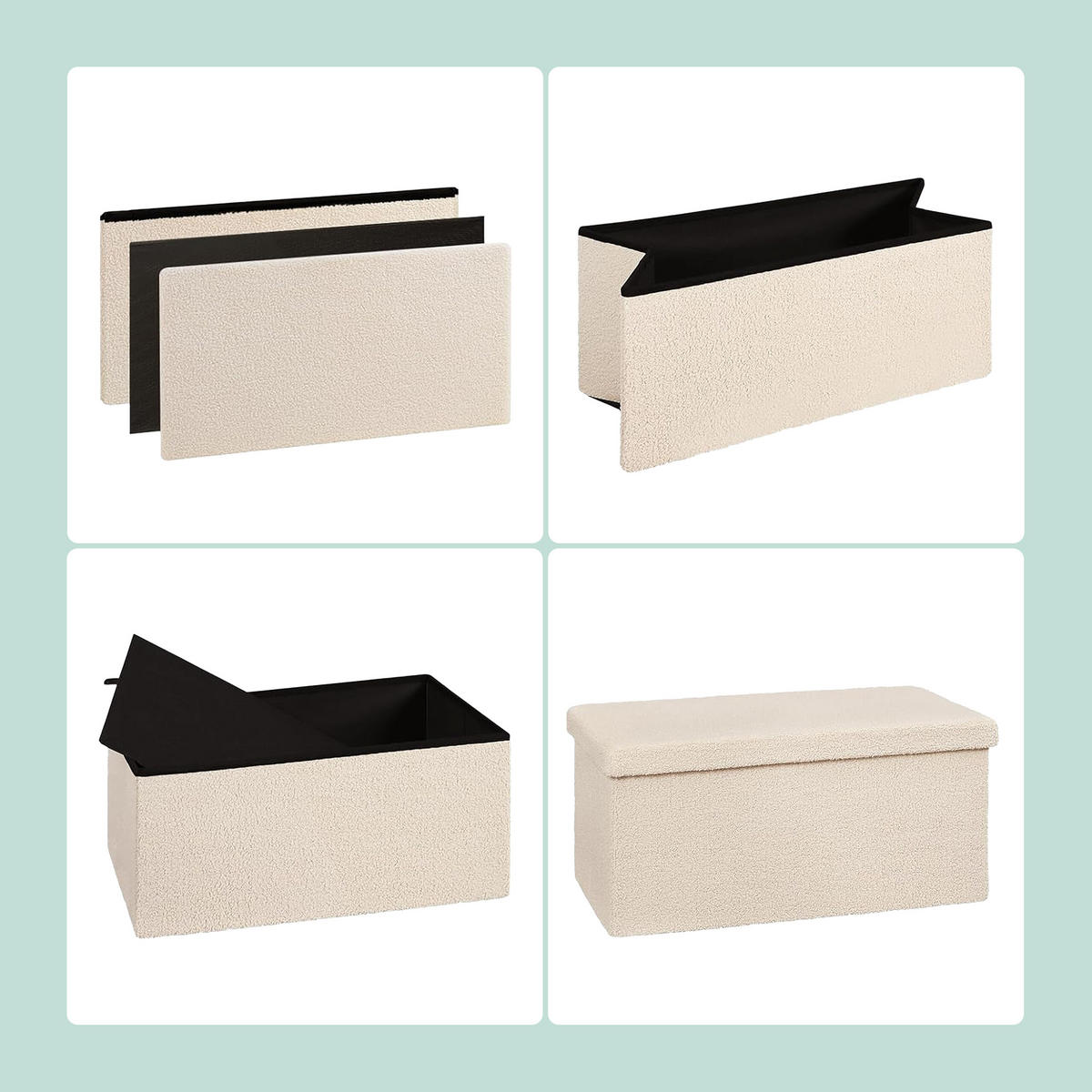 SITZBANK - Beige, Holzwerkstoff/Textil (38/76/38cm) - Relaxdays