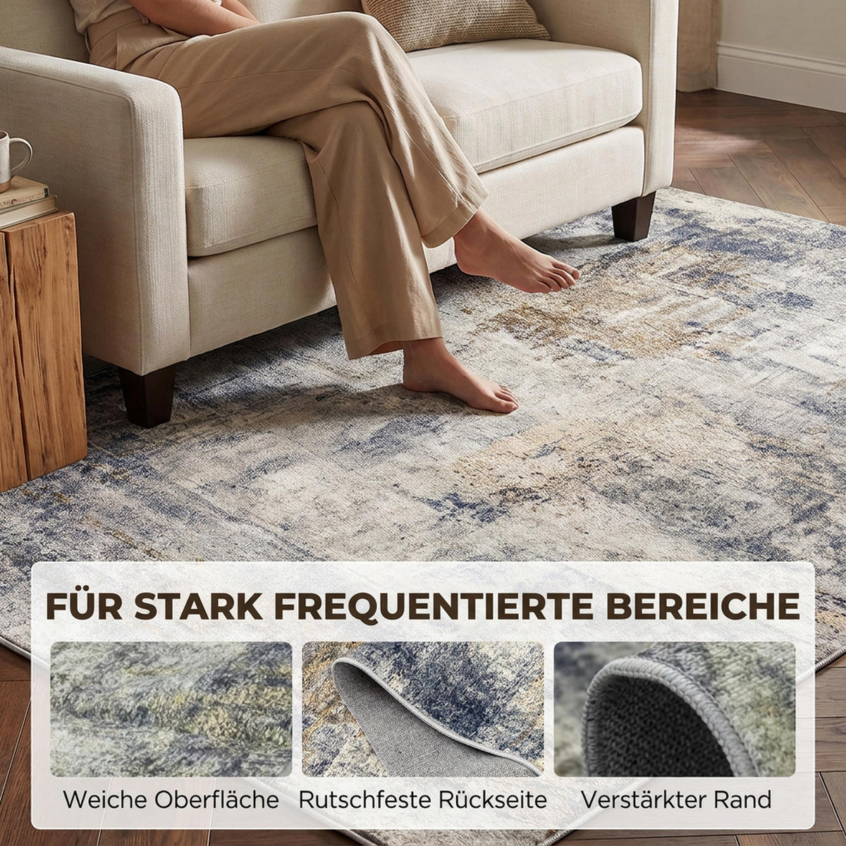 TEPPICH Polyester Grau - Grau, Textil (140/200cm) - HOMCOM