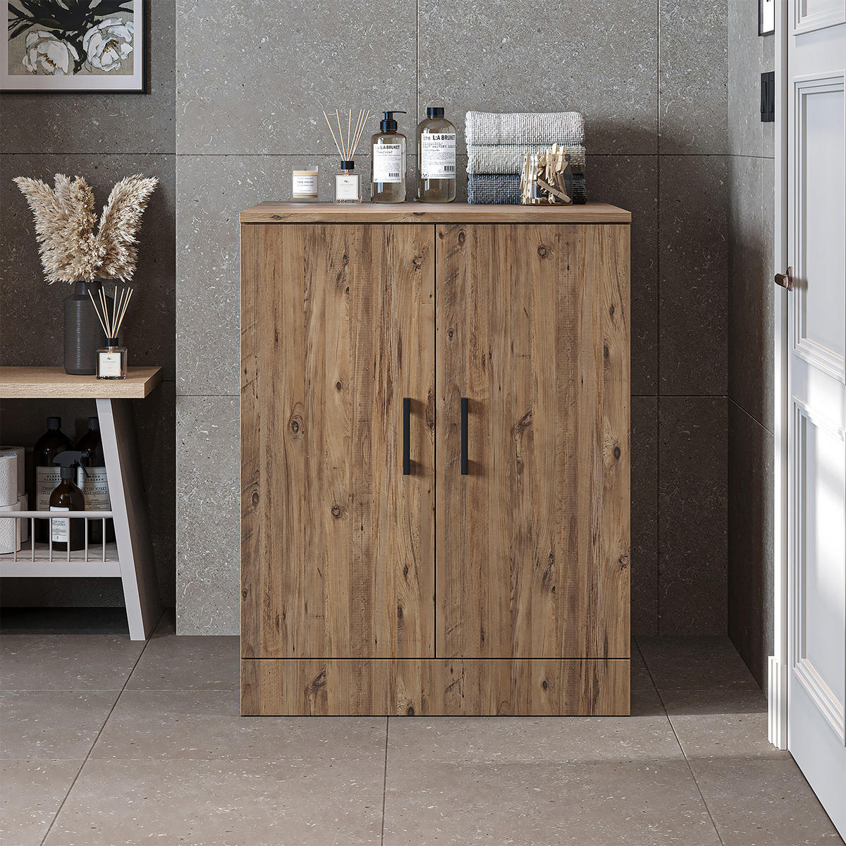 WASCHMASCHINENSCHRANK Atlantic II 70cm Breit, 90cm Hoch - Eichefarben, Holzwerkstoff (70/90/69cm)