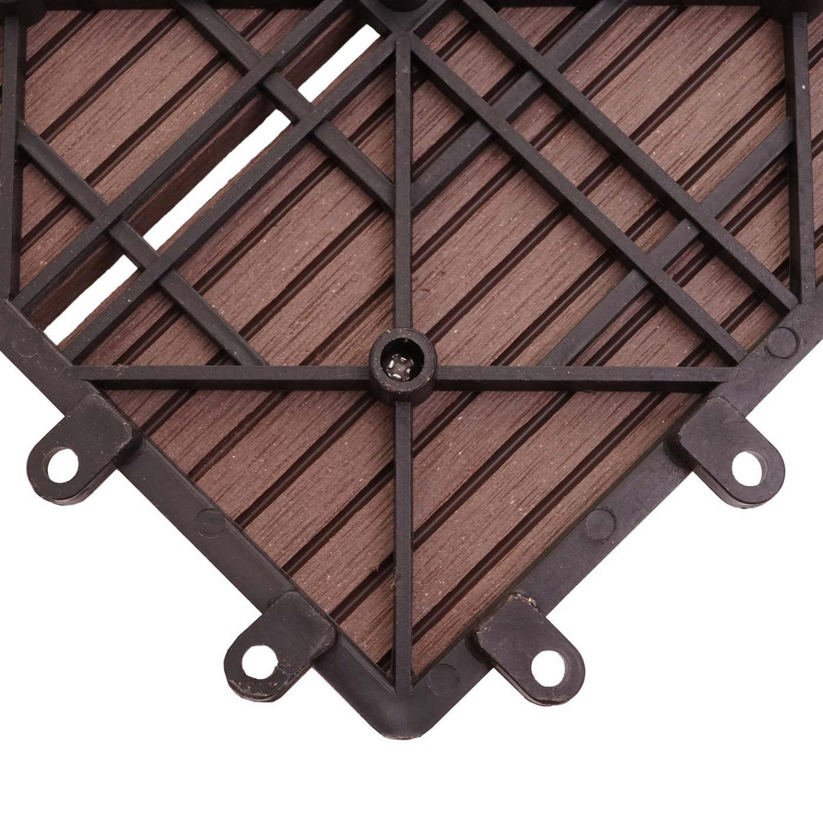 WPC BODENFLIESE + Abschluss 11x 30x30cm Coffee linear waagrecht - Braun, Kunststoff (30/30/2cm) - BERLINLODGE