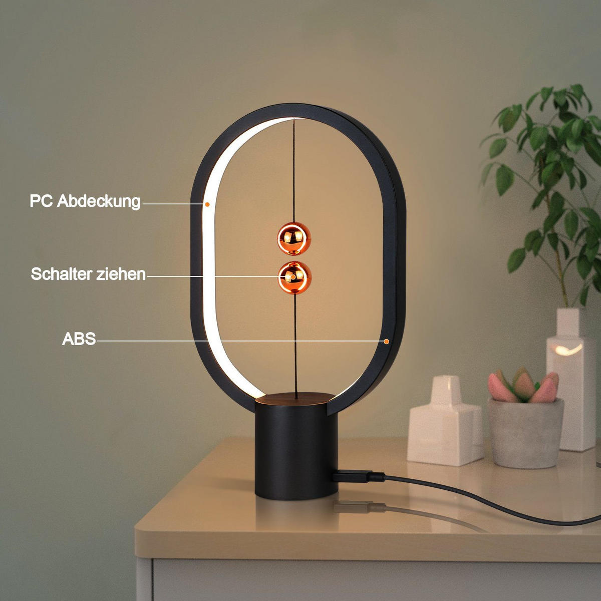 LED-TISCHLEUCHTE Ulm 6/14/24.5 cm - Schwarz, Metall (14/6/24.5cm) - Nettlife