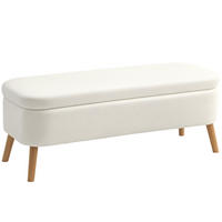 SITZBANK mit Stauraum Polsterbank mit Fleece-Optik, Holzbeine für Wohnzimmer - Creme, Textil (42/45/120cm) - HOMCOM