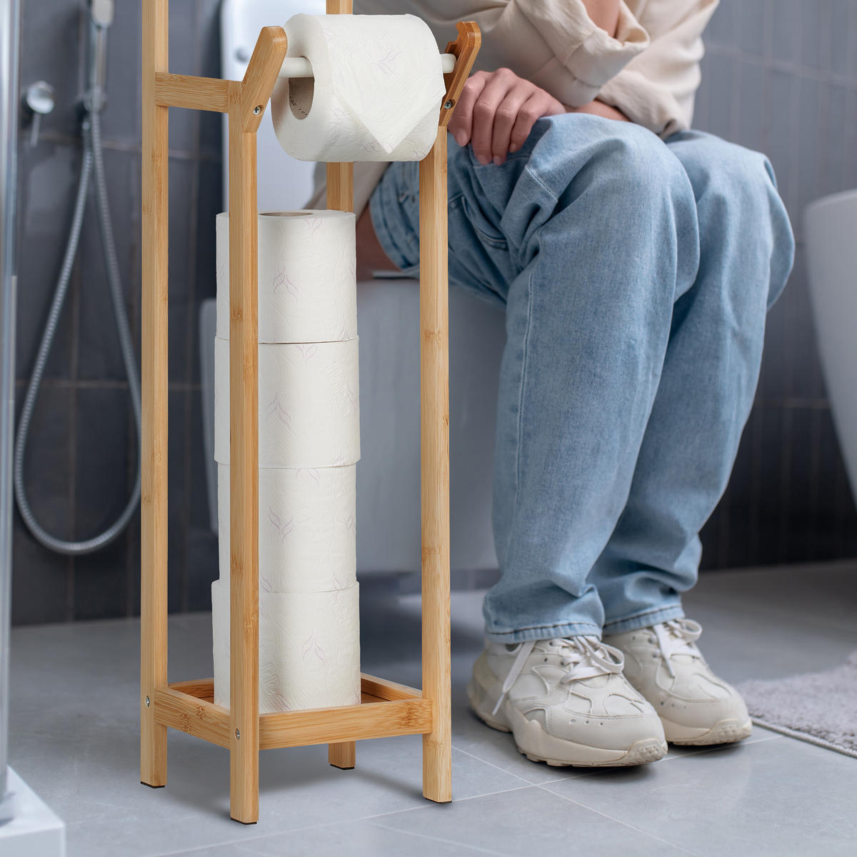 TOILETTENPAPIERHALTER - Hellbraun, Holz/Holzwerkstoff (17.5/72/24cm) - Relaxdays