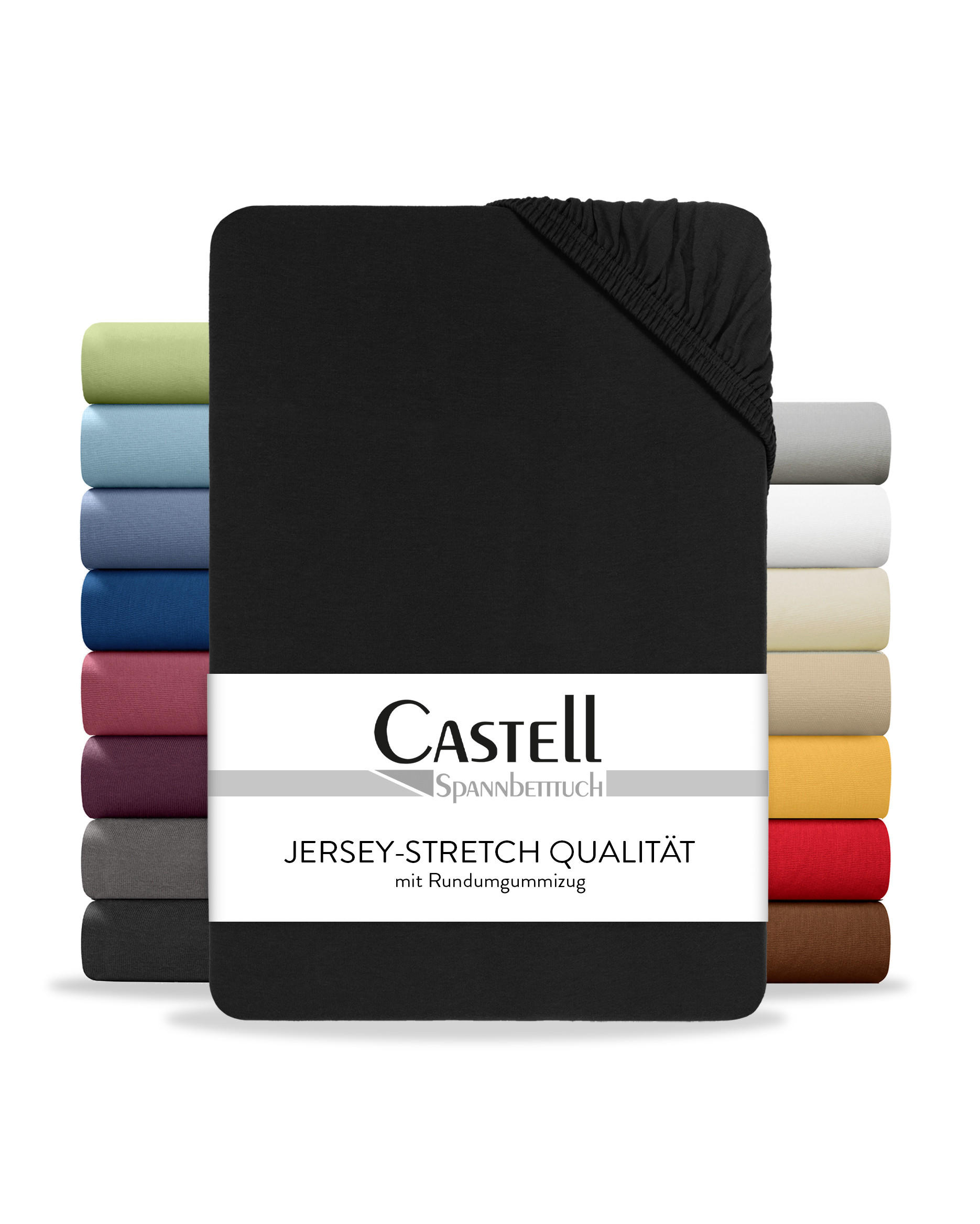 SPANNBETTTUCH Basic Jersey schwarz, 180x200 cm - 200x200 cm - Schwarz, Textil (200/200cm) - Castell