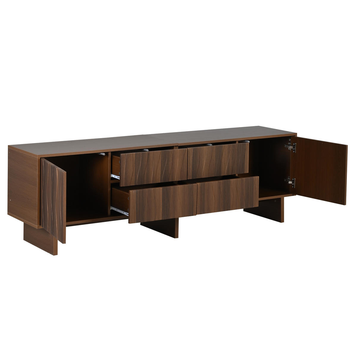 TV-LOWBOARD 180x40x56 cm Nussbaum 4 Schubladen 2 Türen Wellen - Walnussfarben, Holzwerkstoff (40/56/180cm) - FLIEKS