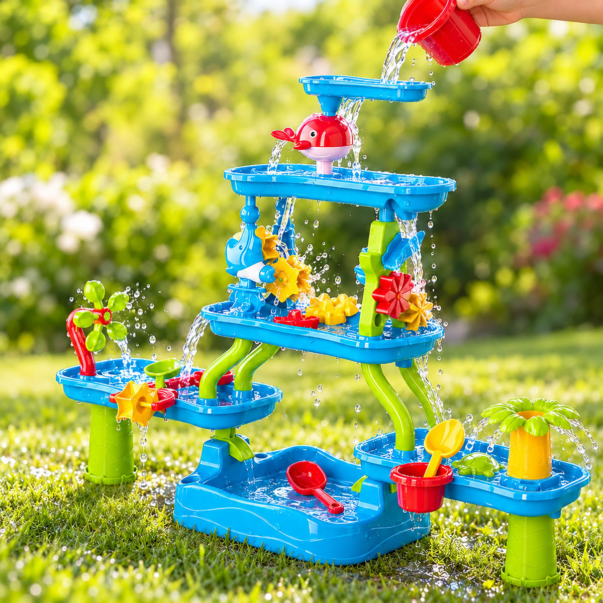 STŮL Vodní vícebarevný plast 20-dílný - modrá, plast (78/55cm) - Relaxdays