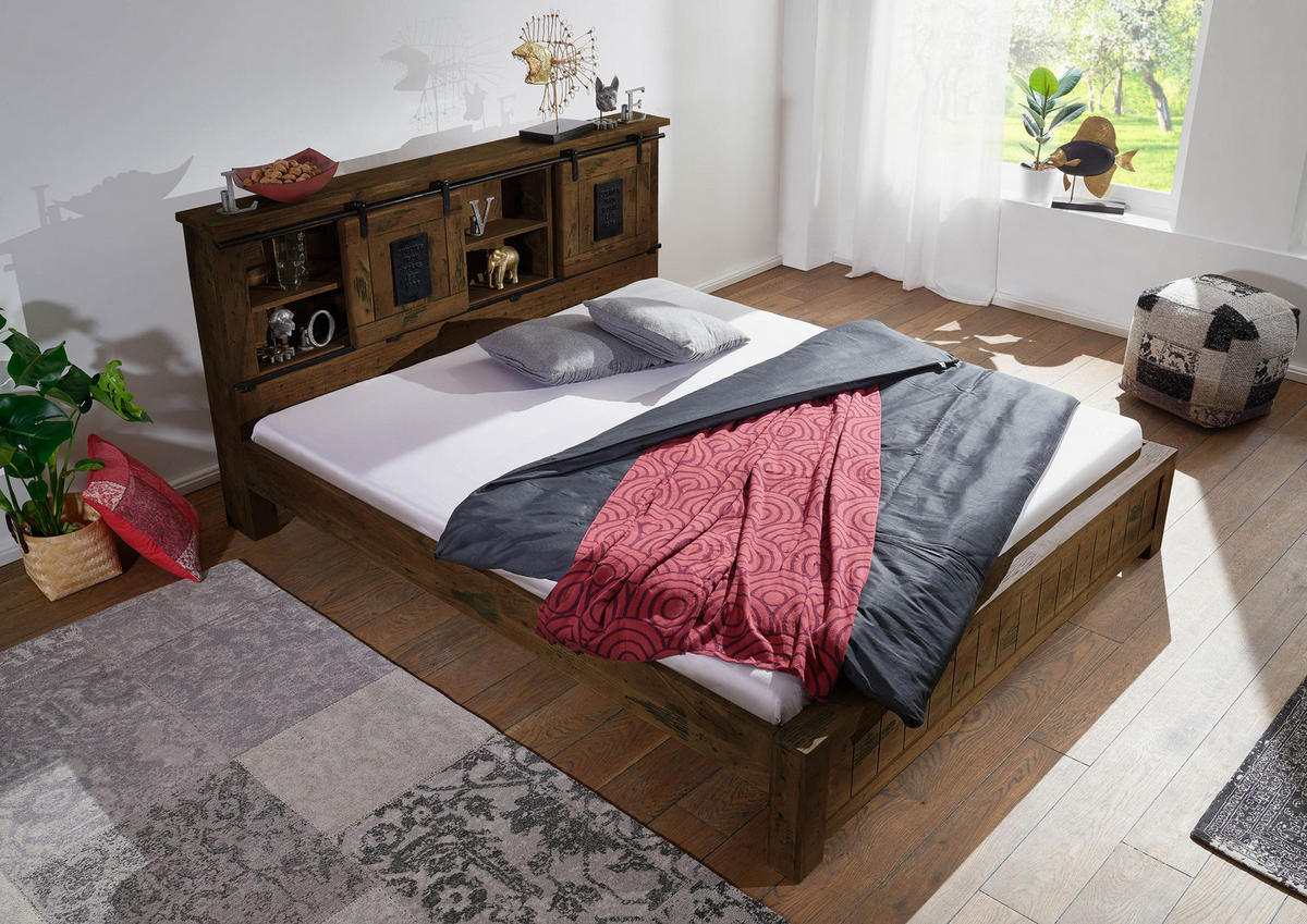 BETT Massivholz Mango 180 x 200 x 105 braun RAILWAY #443 - Braun, Holz (180/200cm) - Massivmoebel24