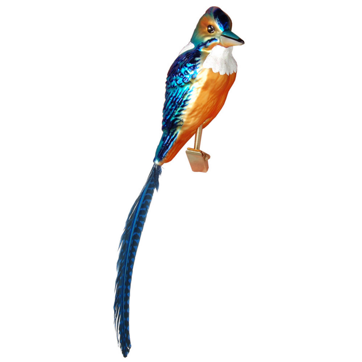 CHRISTBAUMSCHMUCK Eisvogel Blau 11cm (Glas / 1 Stk.) - Blau, Glas (4/11/7cm) - Krebs Glas Lauscha