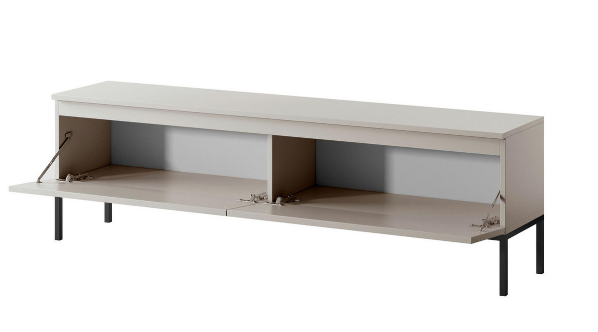 TV-LOWBOARD Bemmi Beige mit schwarzem Metallgestell 150 cm - Beige/Schwarz, Holzwerkstoff/Metall (150/46/32cm) - Selsey