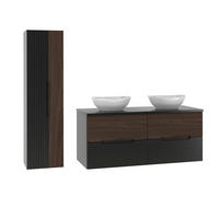 BADMÖBEL 120.6cm Sylla 2er-Set Schwarz und Holz - Schwarz, Holzwerkstoff (120.6/52.2/45.8cm) - Petits-meubles