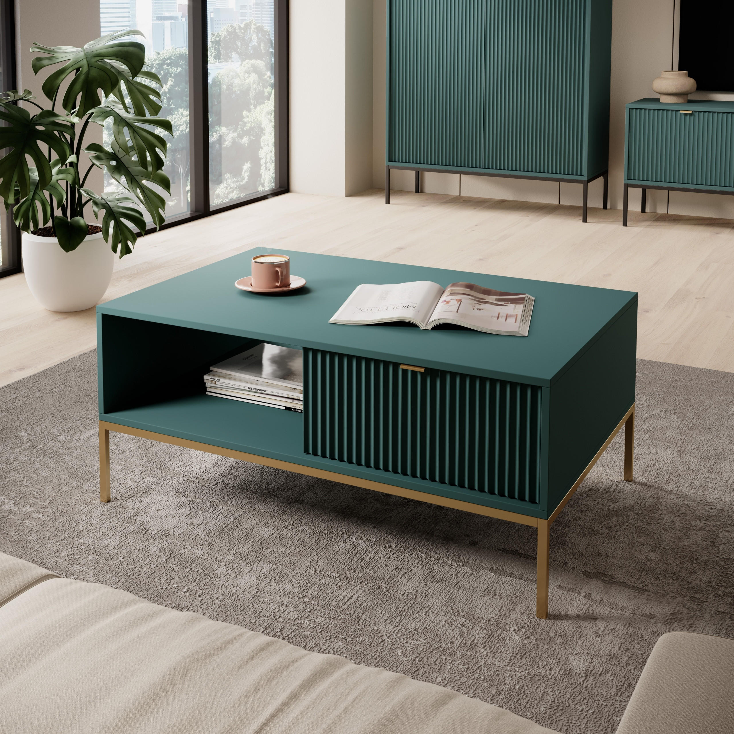 COUCHTISCH STELLARE 104/46/68 cm Hellgrün - Hellgrün, Holzwerkstoff (68/104/46cm) - MASSENO