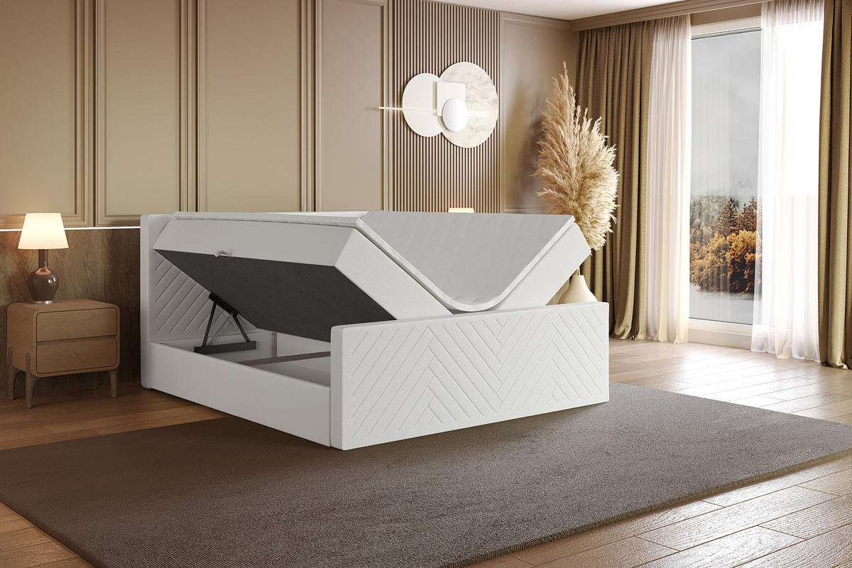 BOXBETT mit Matratze und Lattenrost - VEXA-Z - 120x200 - Weiß Kunstleder - Weiß, Holzwerkstoff (120/200cm) - ALTDECOR