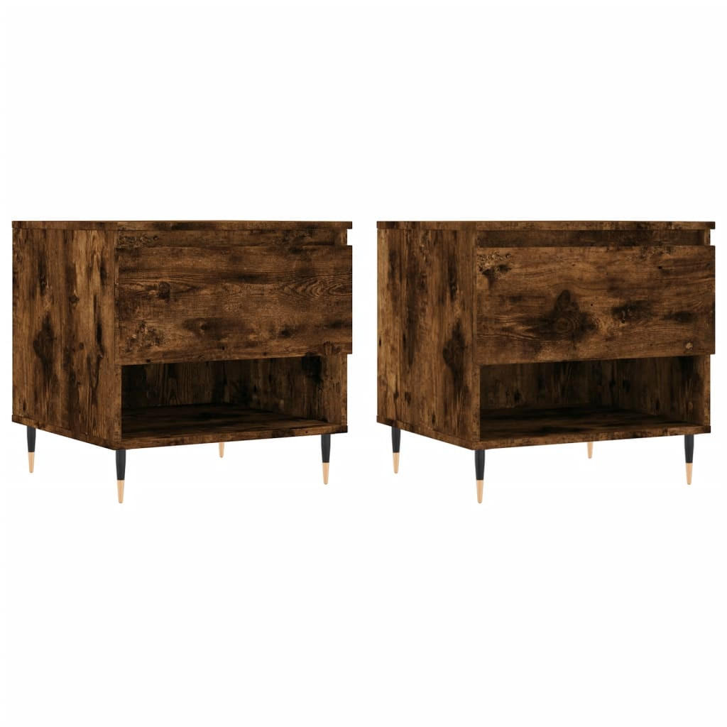 COUCHTISCHE 2 Stk. Räuchereiche 50x46x50 cm Holzwerkstoff - Braun, Holzwerkstoff (46/50/50cm) - furnicato