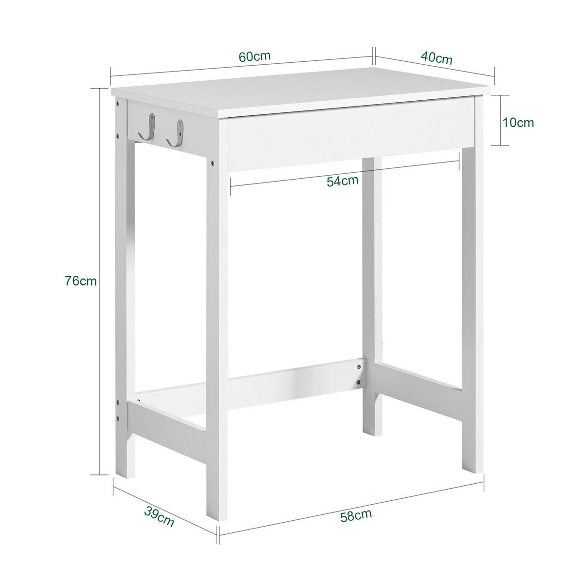SCHREIBTISCH Weiß - Weiß, Holzwerkstoff (40/60/77cm) - SoBuy