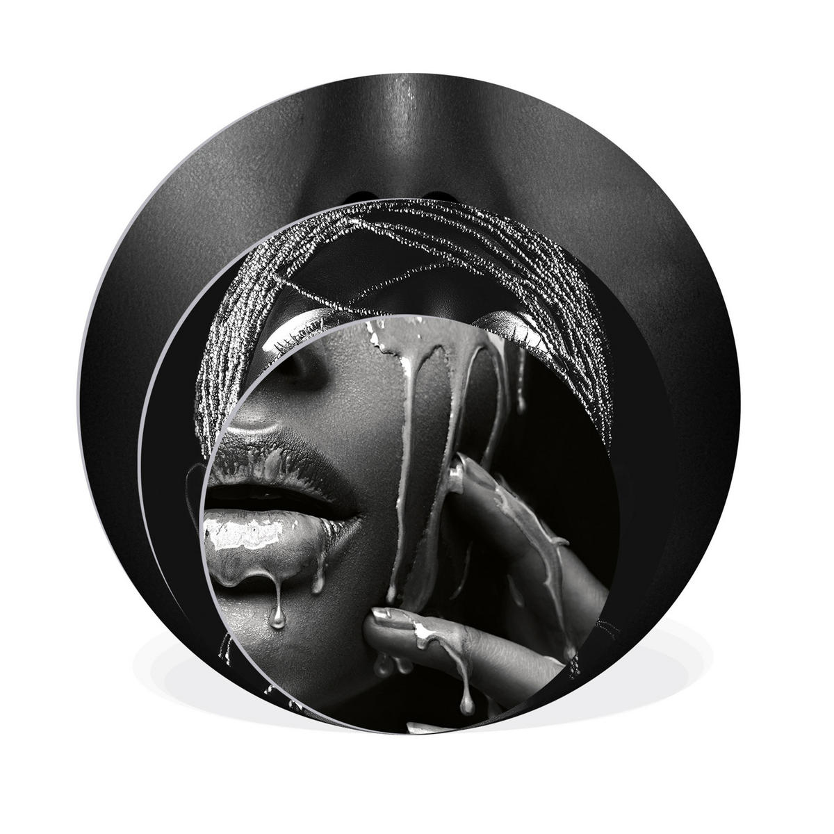 BILDERSET 3er-Set rund 55/40/25 cm Frauen - Silberfarben, Kunststoff (55/55cm) - artissimo