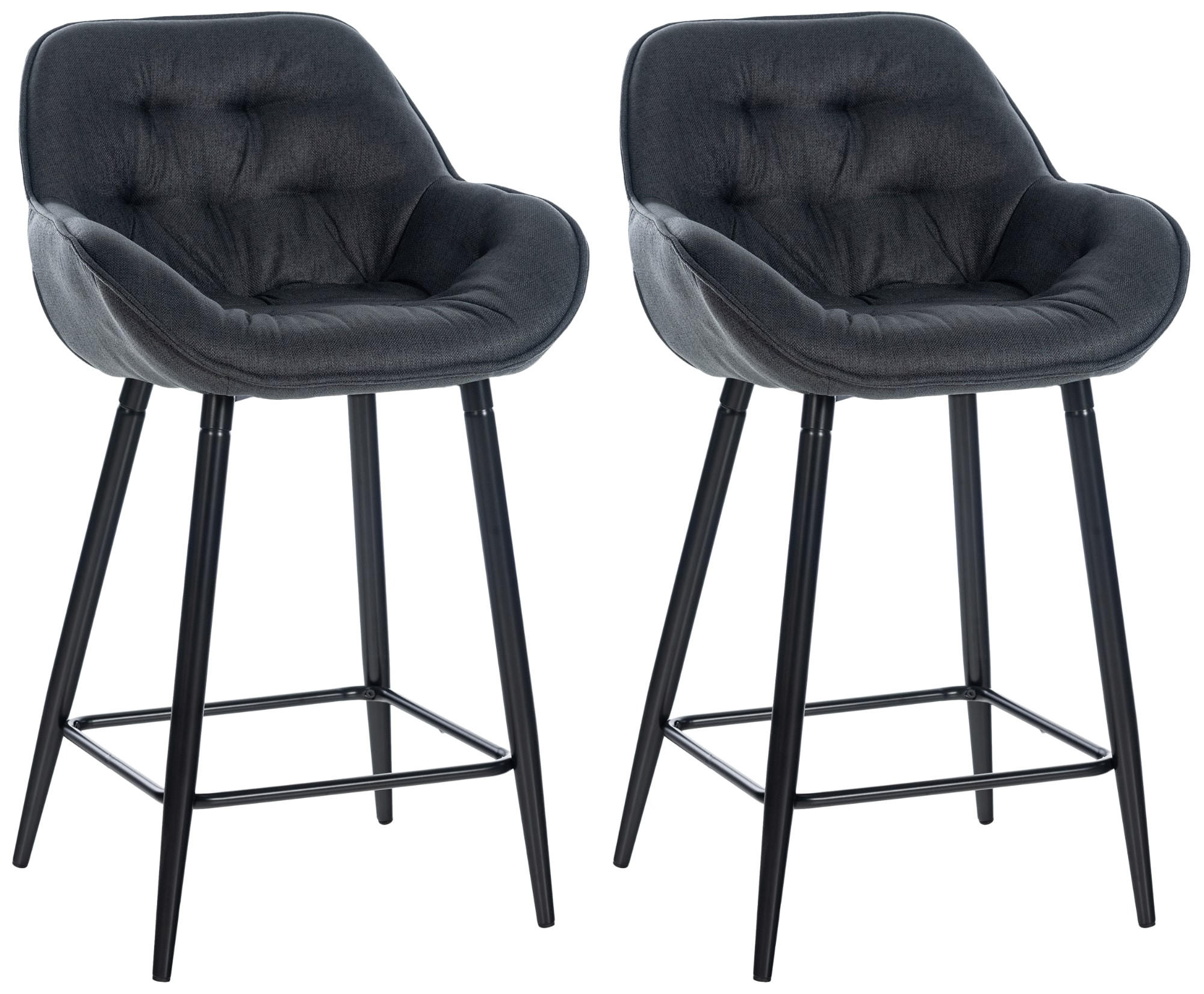 BARHOCKER 2er Set Stoff dunkelgrau - Dunkelgrau/Schwarz, Textil/Metall (54/93.5/57.5cm) - CLP
