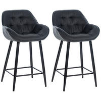 BARHOCKER 2er Set Stoff dunkelgrau - Dunkelgrau/Schwarz, Textil/Metall (54/93.5/57.5cm) - CLP