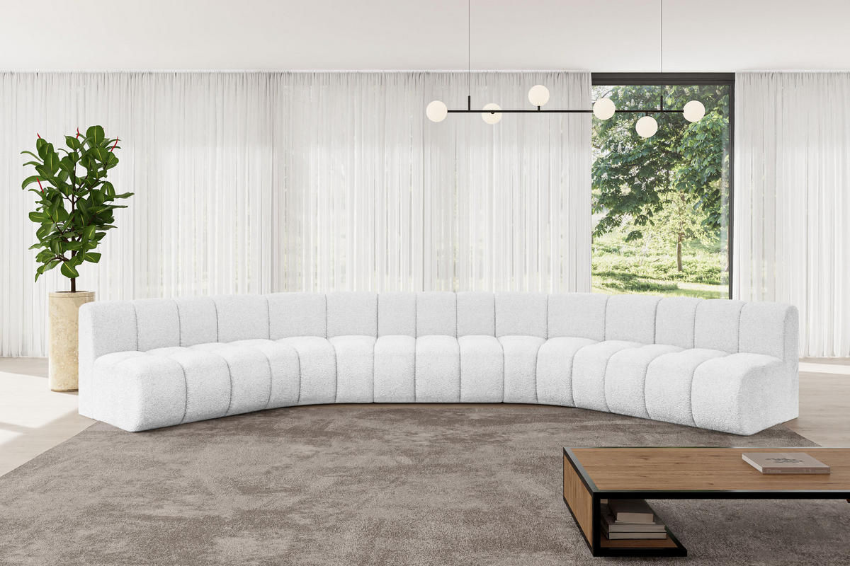 WOHNLANDSCHAFT modulares Sofa Montra-U1 - 490x174x70 cm Weiß - Weiß, Holzwerkstoff/Textil (490/70/174cm) - ALTDECOR