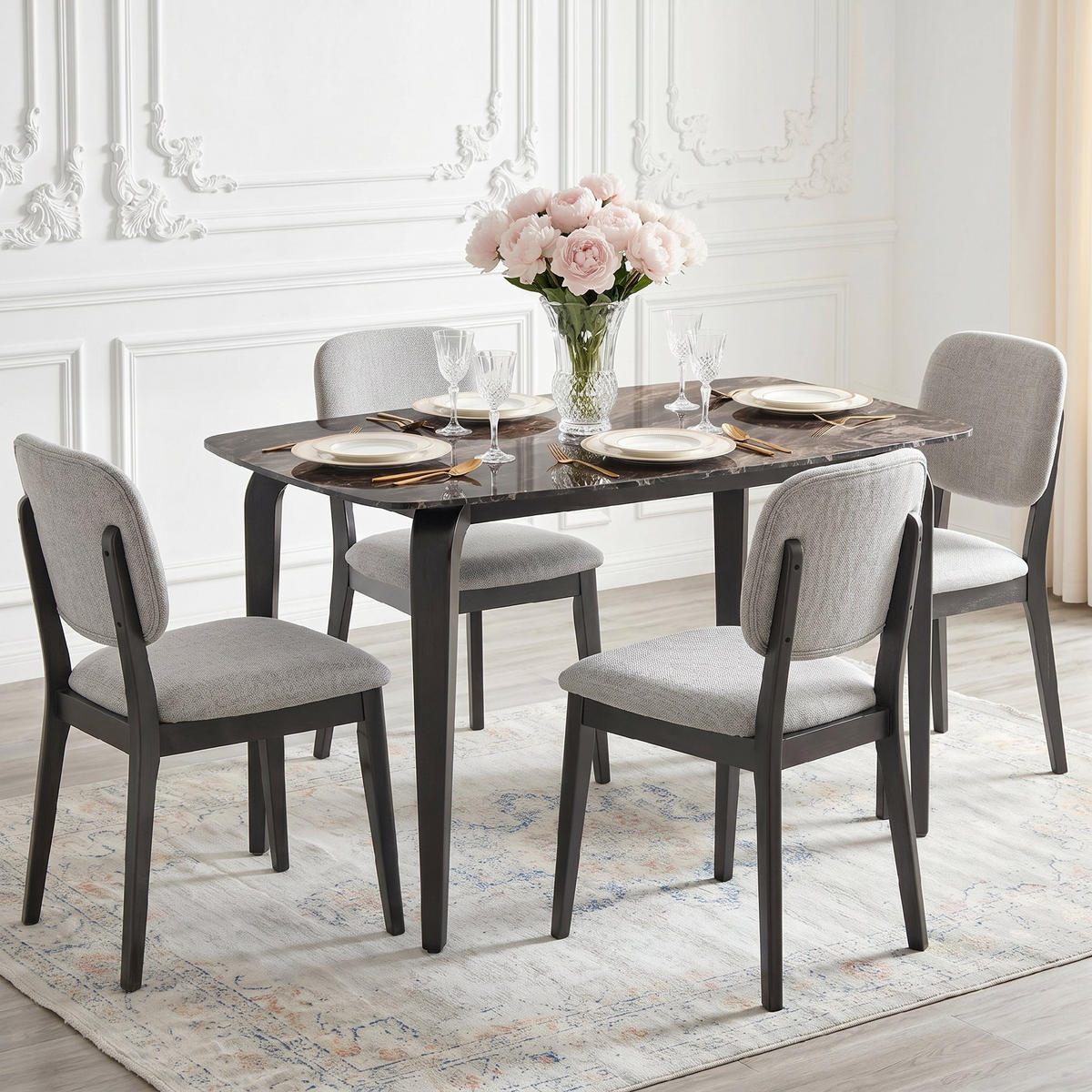 ESSTISCH DE-16559 mit Sintersteinplatte, 130/70 cm Braun - Braun, Metall (130/70/75cm) - ComfortXL