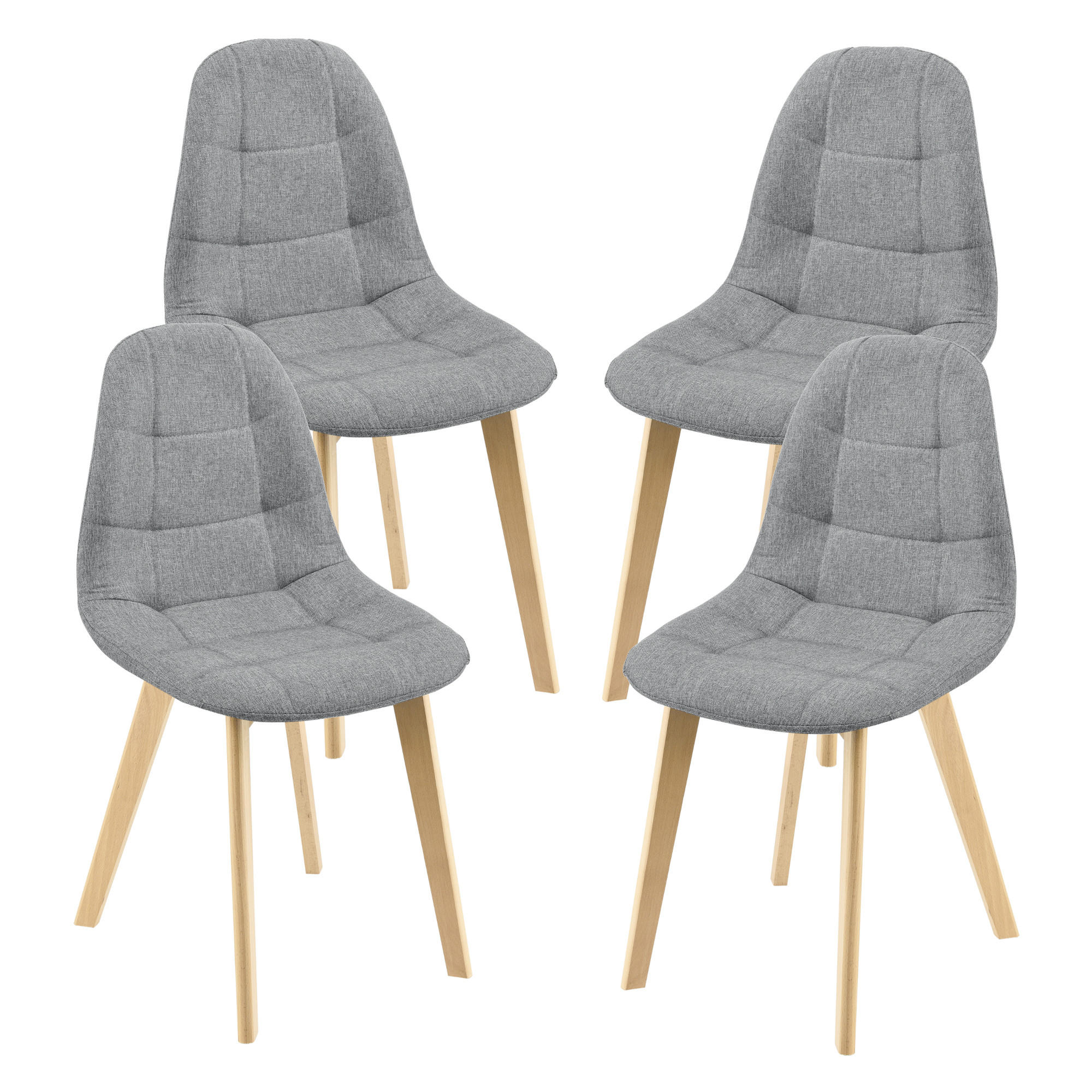 ESSZIMMERSTUHL Kopparberg 4er-Set - Hellgrau, Textil (53/86/47cm) - [en.casa]