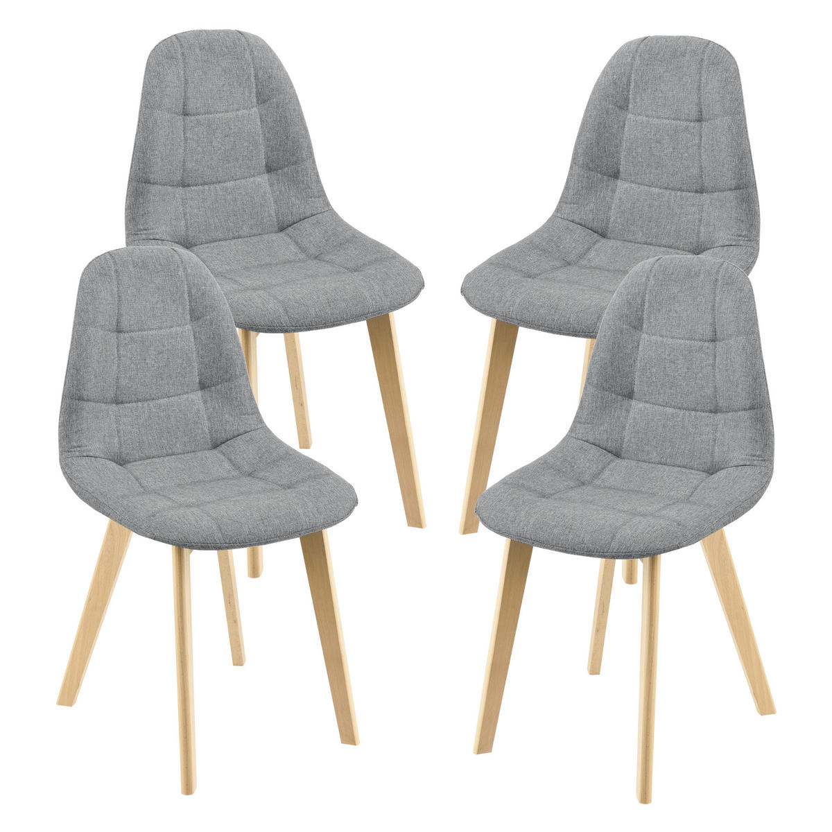 ESSZIMMERSTUHL Kopparberg 4er-Set - Hellgrau, Textil (53/86/47cm) - [en.casa]