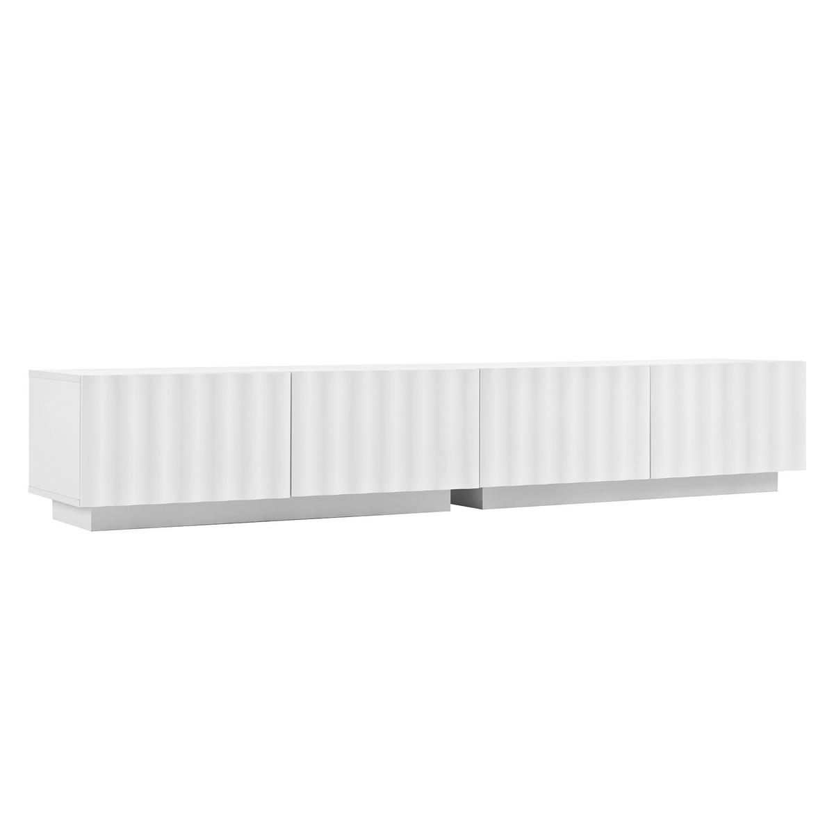 LOWBOARD in Weiß TV-Schrank mit Schubladen und Metallbeinen, 180 B x 35 T x 40H(cm), für Wohnzimmer - Weiß, Holzwerkstoff (200/35/40cm) - STILVORA