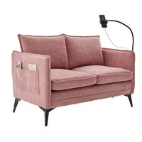 SOFA 2-Sitzer mit Handyhalterung und Ablagefächern Chenille Pink 127/69/66 cm - Rosa, Textil (127/66/69cm) - OKWISH