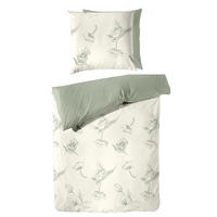 WENDE-BETTWÄSCHE Halbleinen 155x220 cm aus 55% Baumwolle 45% Leinen, Bettbezug 155 x 220 - Floral Grün - Grün, Textil (155/220cm) - Carpe Sonno