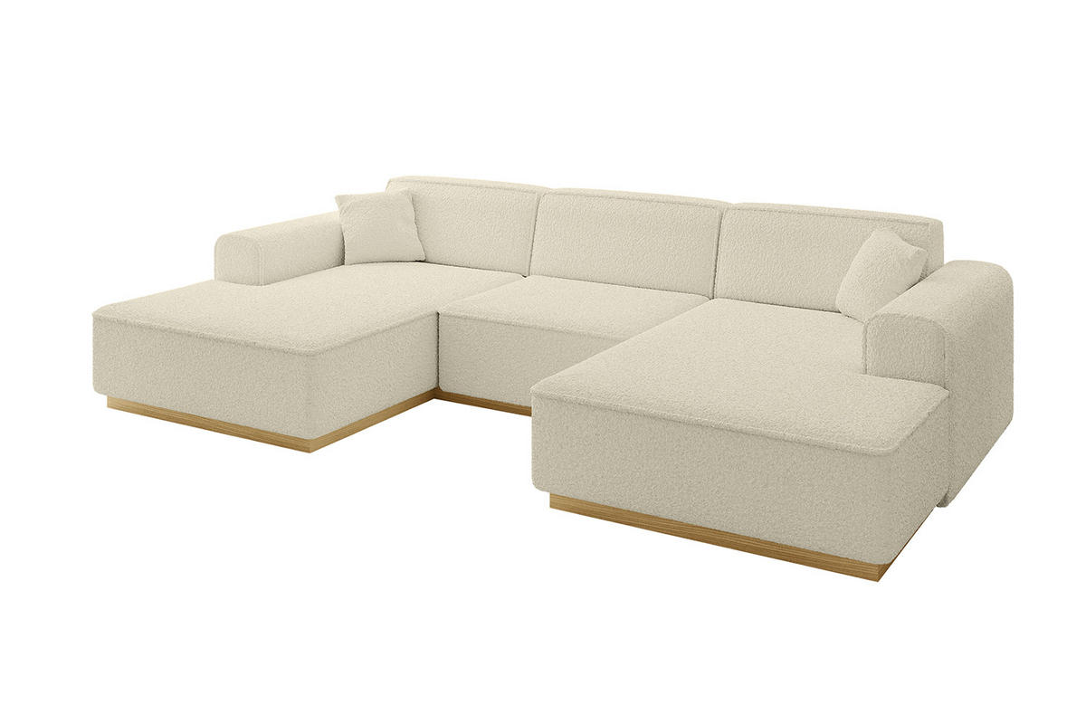 WOHNLANDSCHAFT IREA-U1-v2 - 297x165x81 cm Beige - Beige, Holzwerkstoff/Textil (297/81/165cm) - ALTDECOR