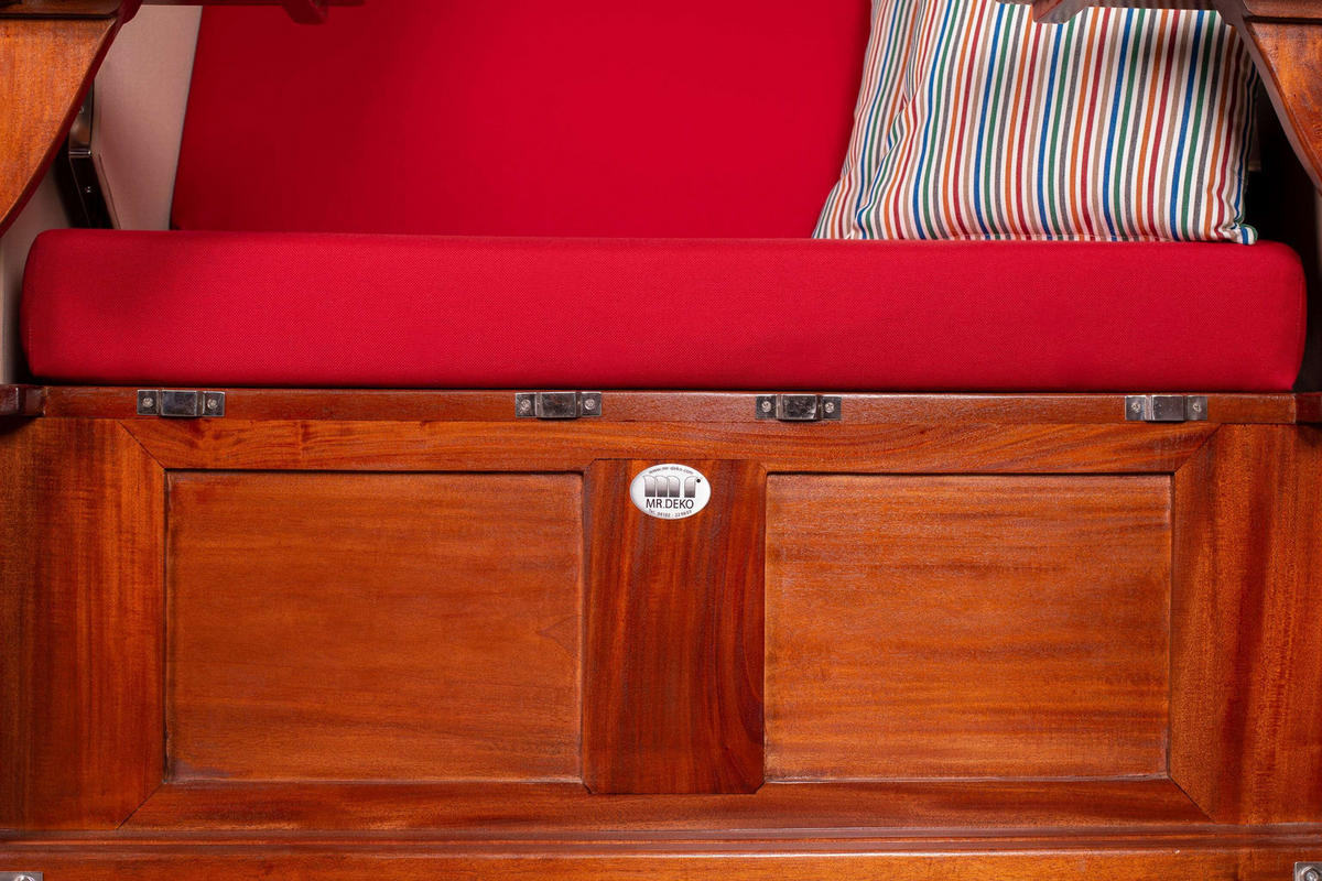 STRANDKORB Seeblick 2 Sitzer Mahagoni - Rot/Braun, Metall (125/170/80cm) - Mr. Deko