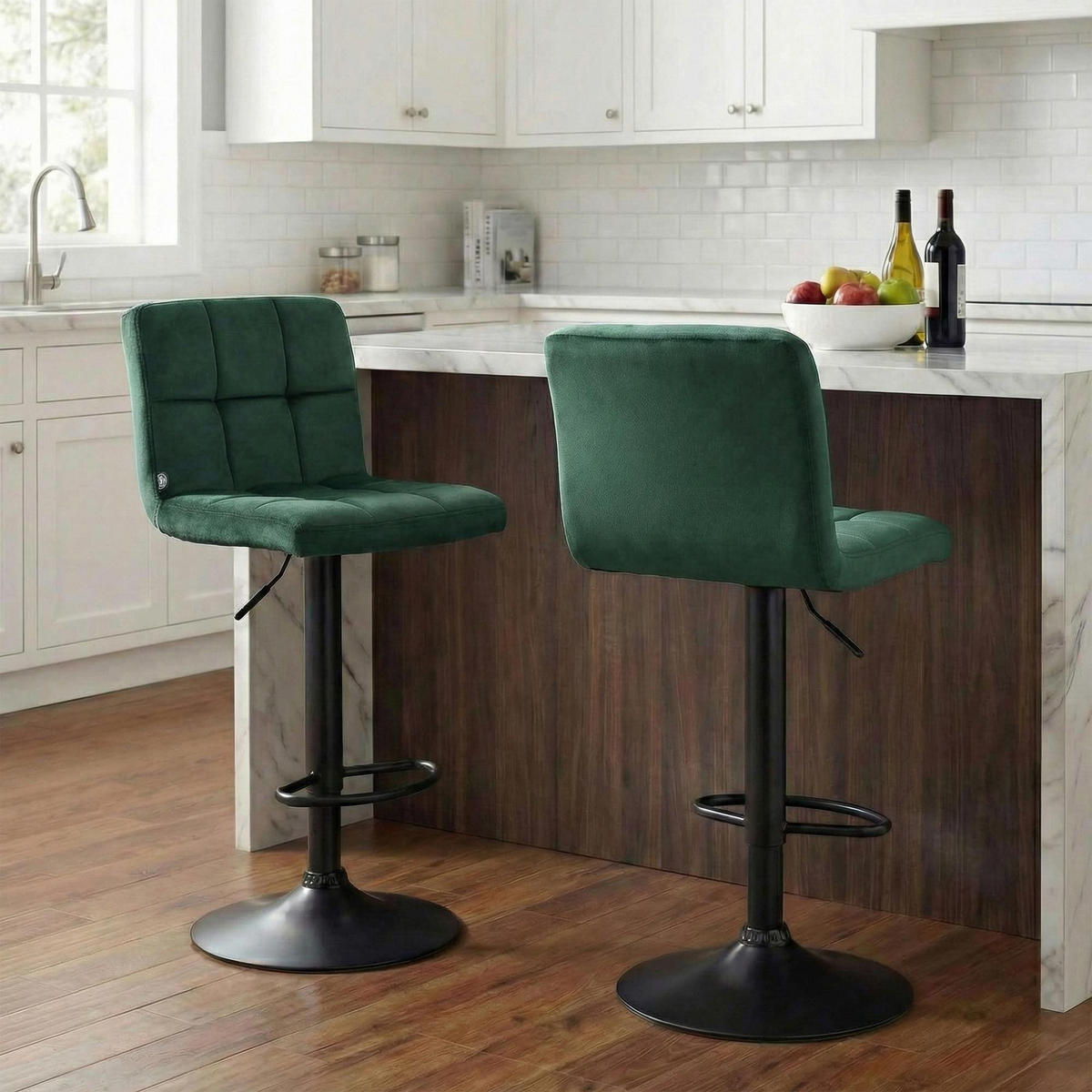 BARHOCKER Samt grün - Schwarz/Grün, Textil/Metall (46/94/47cm) - CLP