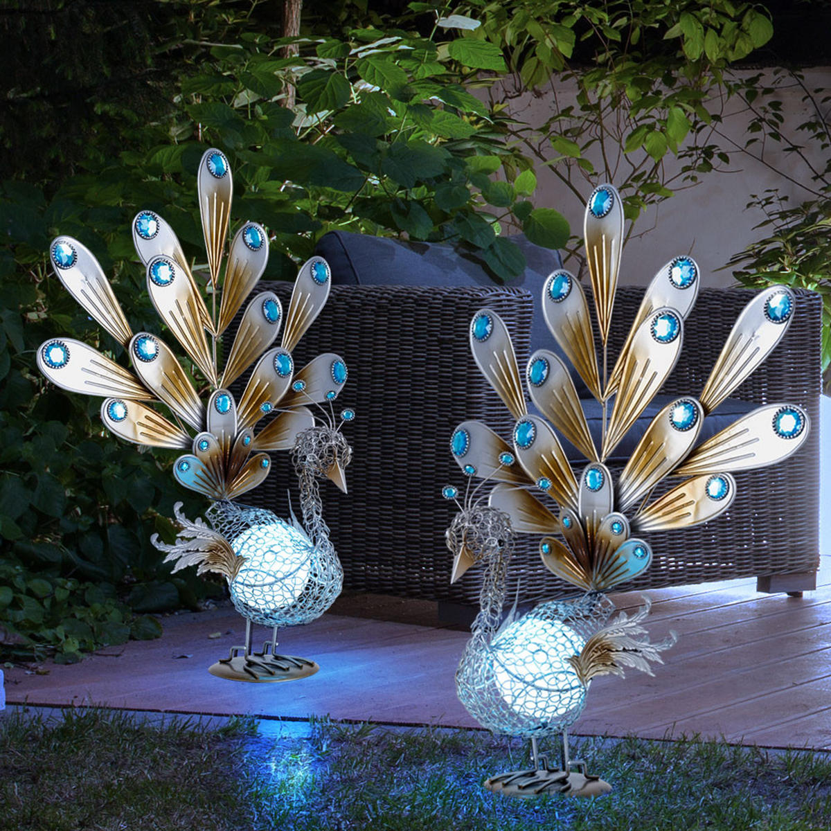 LED AUSSENLEUCHTE Solar Silber - Silberfarben, Metall (38/21.3/56.8cm) - Globo Lighting