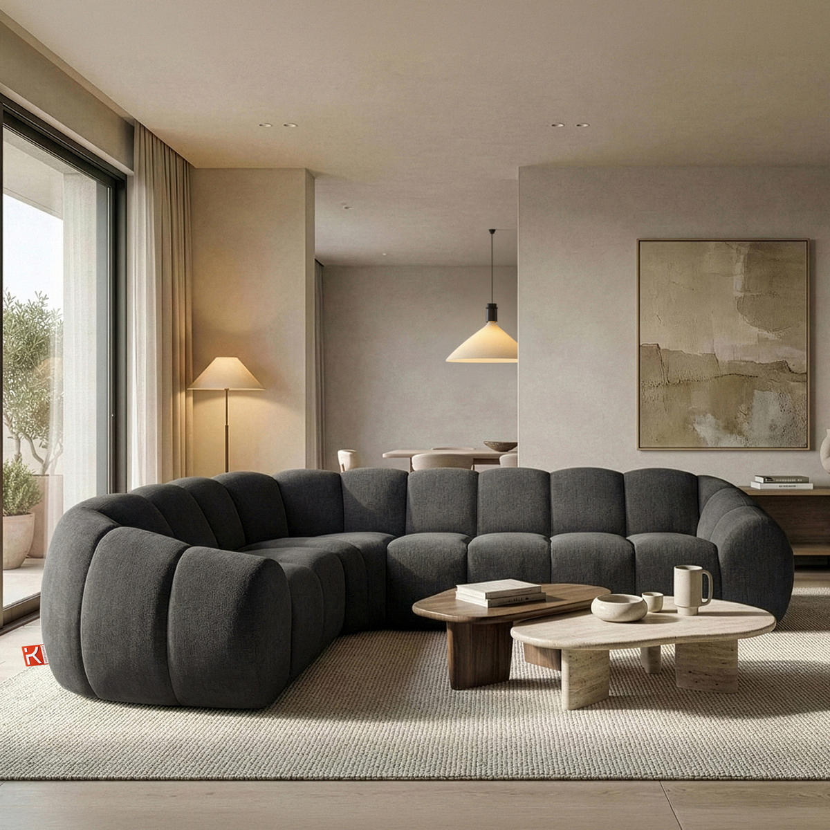 ECKSOFA LINKS FLAVA, Graphitfarben - Graphitfarben, Holz/Holzwerkstoff (310/230cm) - KONSIMO®