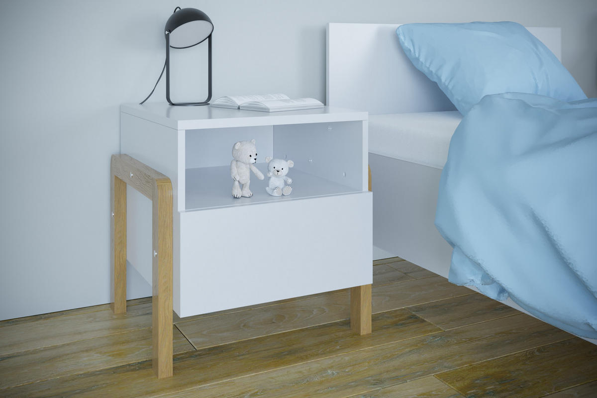 KINDER-NACHTTISCH Victor 45/46/40 - Weiß, Holzwerkstoff (45/46/40cm) - Kocot Kids