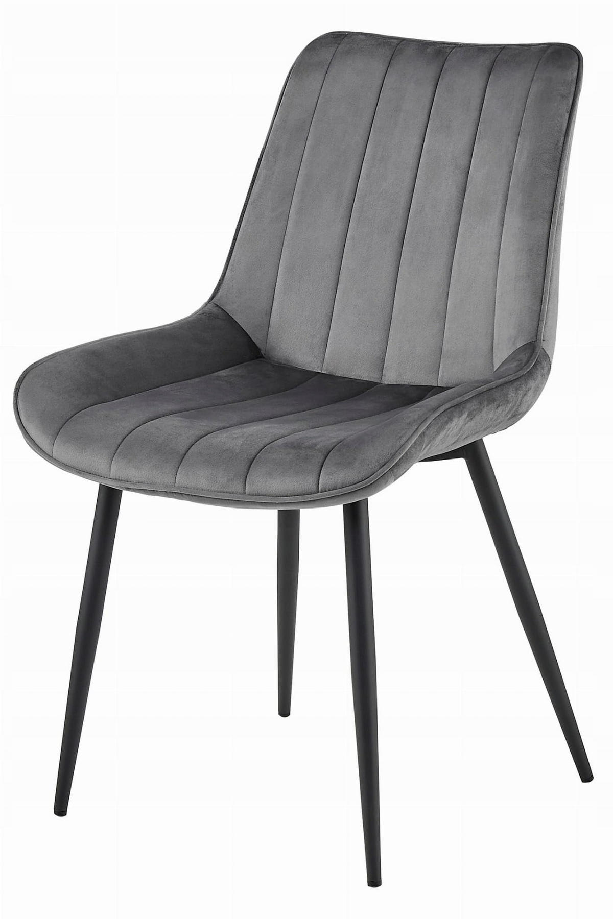 ESSZIMMERSTUHL Dunkelgrauer Velours, geriffelte Rückenlehne, bequeme Sitzfläche - Grau, Textil (56/89/43cm) - Best For Home