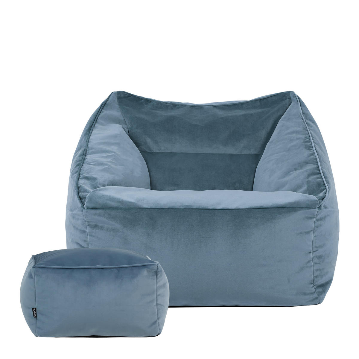 SITZSACK Sessel mit Sitzpouf - Hellblau, Kunststoff (100/80/80cm) - icon