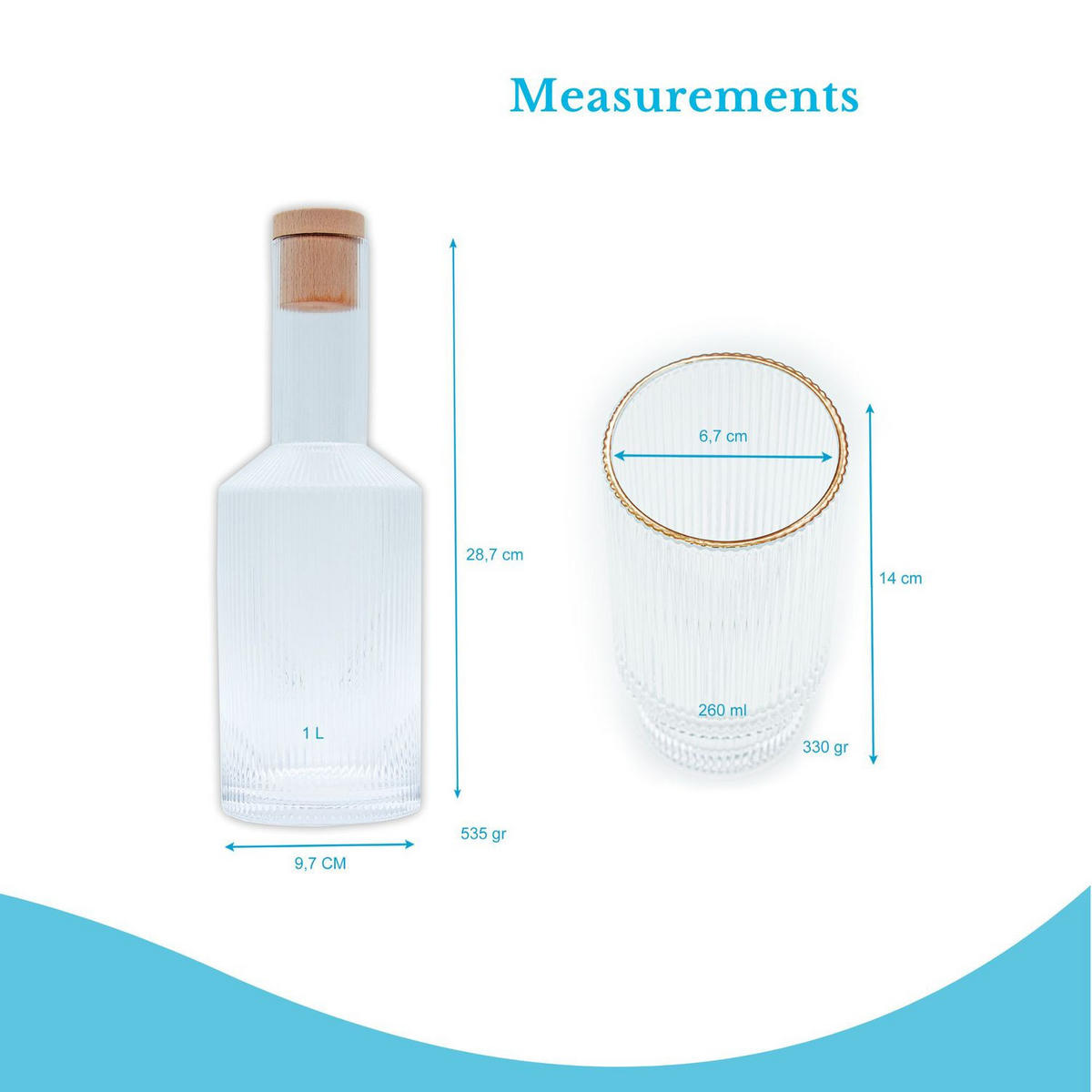 GLASKARAFFEN Set mit 4 Gläsern - Transparent, Glas (1.7L) - Intirilife