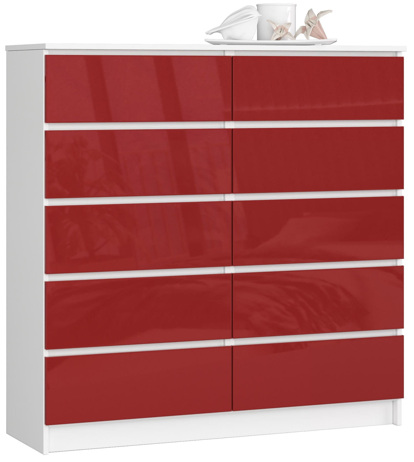 RAUMHIRSCH FURNITURE KOMODA bílá, červená lesklá 121/120/40