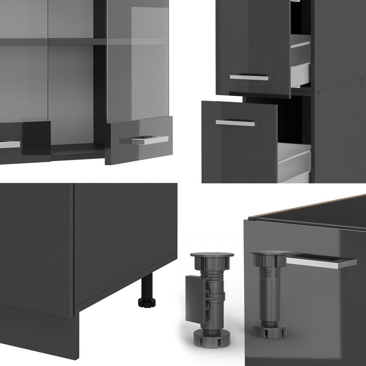 Schwarz Hochglanz/Anthrazit, Holzwerkstoff (350/81.6/60cm) - Vicco