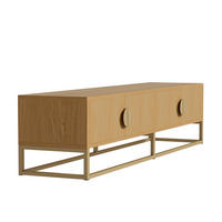 TV Lowboard 180 cm, 4 Türen, halbrunde Griffe, Weiß - Braun, Holz (180/40/40cm)