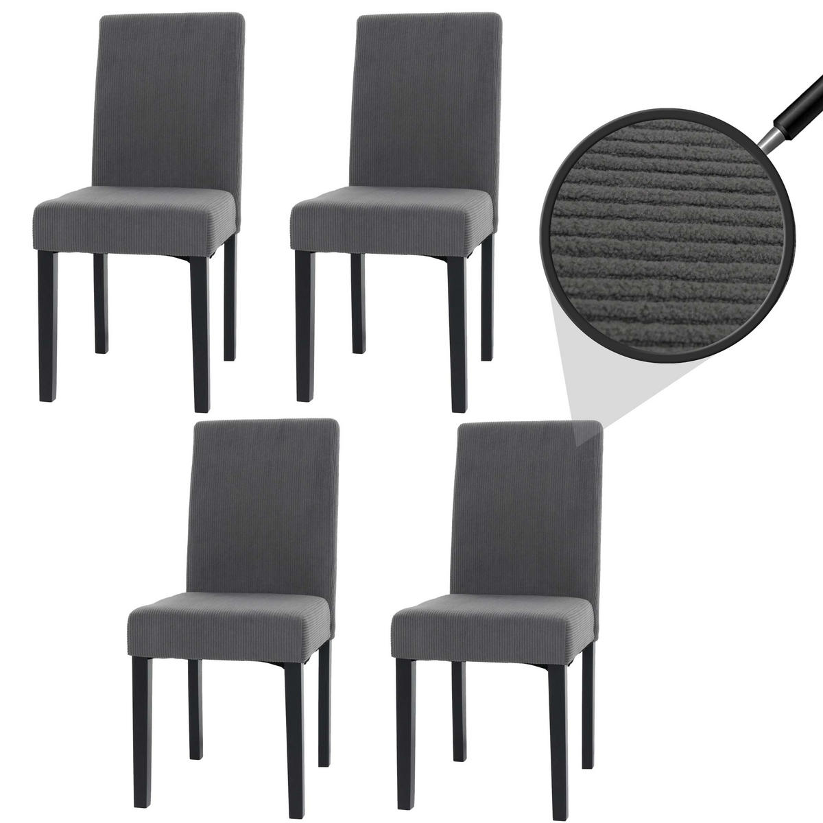 ESSZIMMERSTUHL Grau 4er-Set - Grau, Textil (42/90/50cm) - MCW