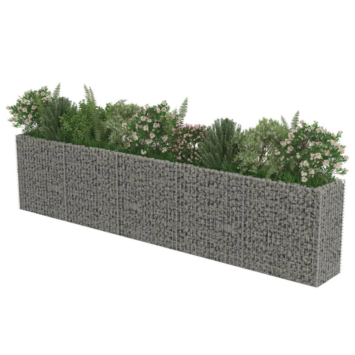 GABIONEN-HOCHBEET Verzinkter Stahl 450×50×100 cm - Silberfarben, Metall (450/100/50cm) - furnicato