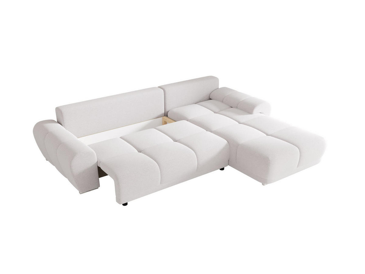 ECKSOFA BEGA L Rechts ARAGON 01 mit Schlaffunktion - Weiß, Textil (289/185cm) - Bedante