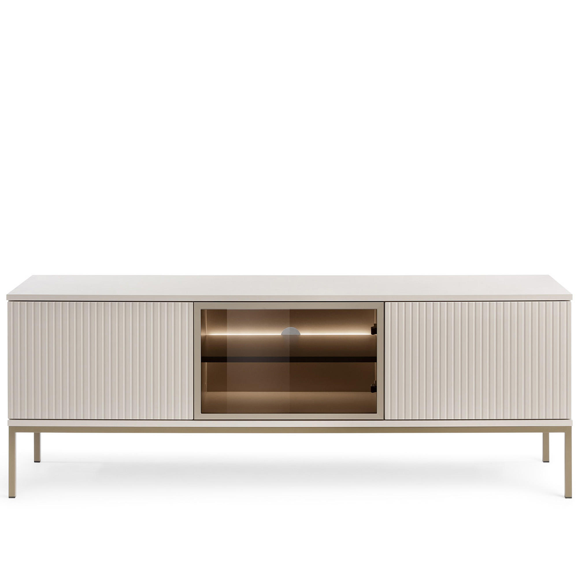 TV-LOWBOARD FONTE, Cremefarbig - Creme, Holzwerkstoff (154/56/39cm) - KONSIMO®