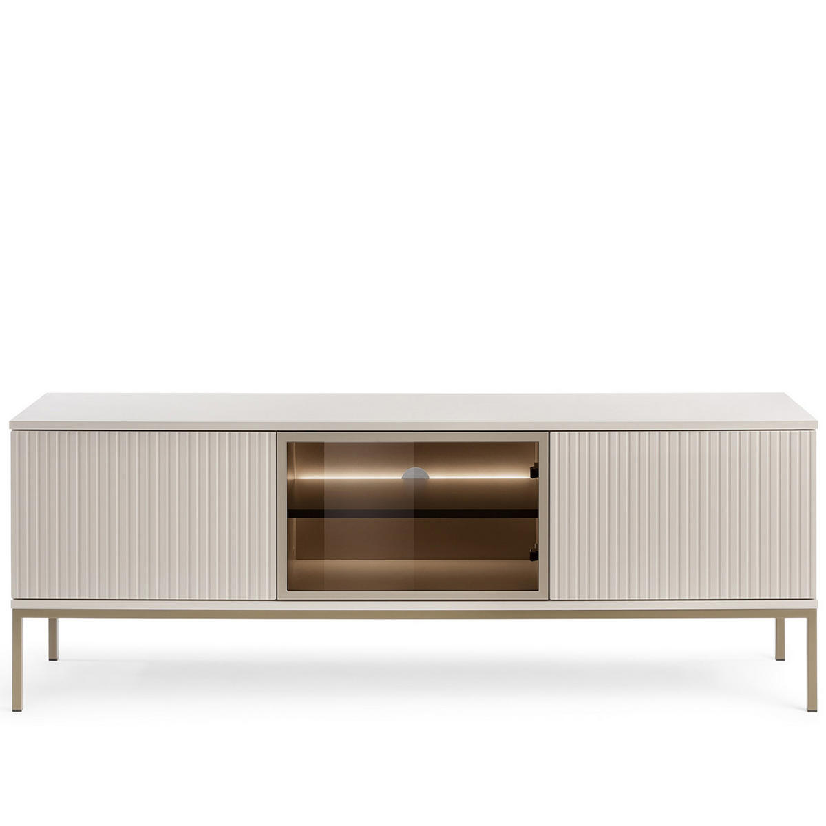 TV-LOWBOARD FONTE, Cremefarbig - Creme, Holzwerkstoff (154/56/39cm) - KONSIMO®