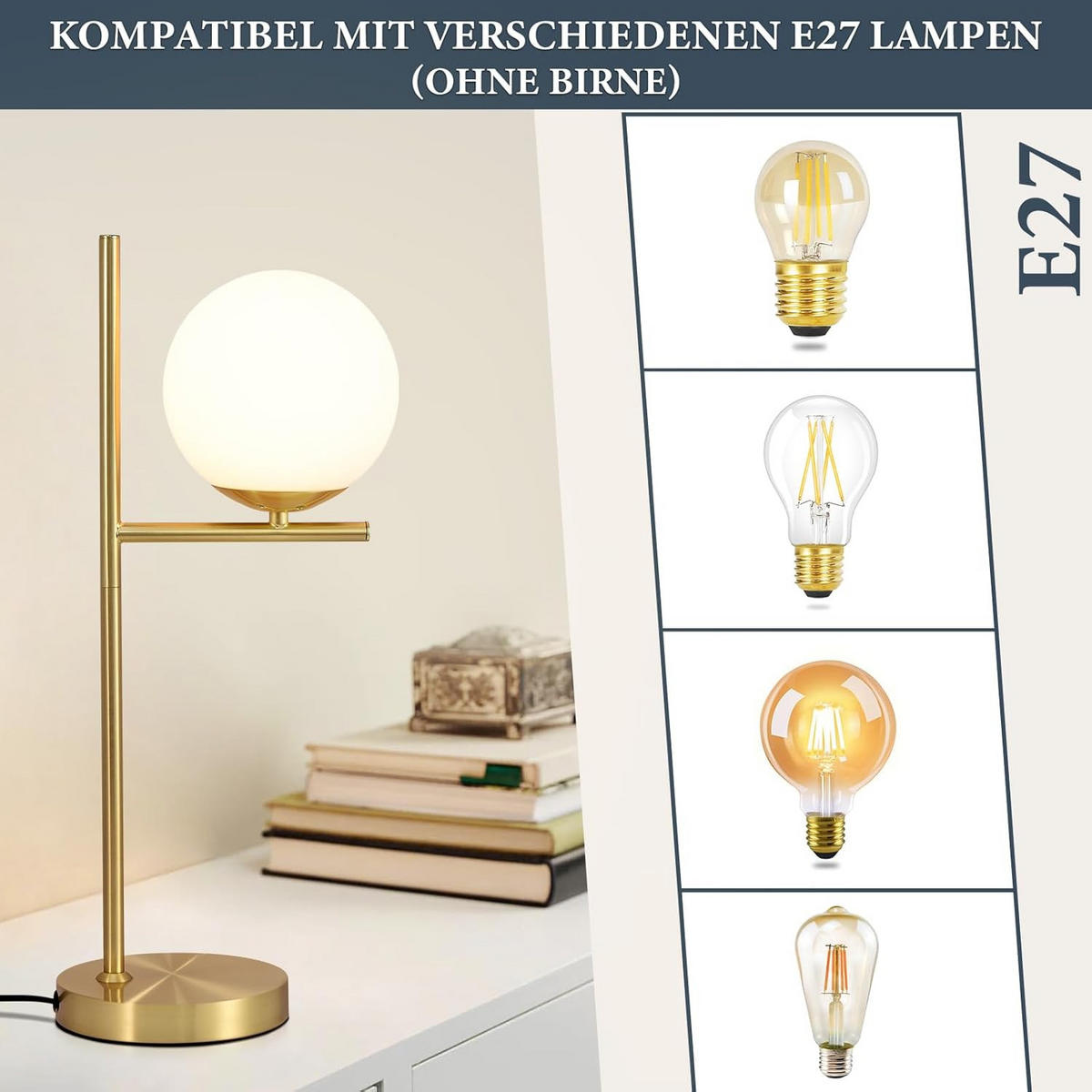 TISCHLAMPE Caspian 26/21/30 cm - Weiß, Metall (50/22/30cm) - ZMH