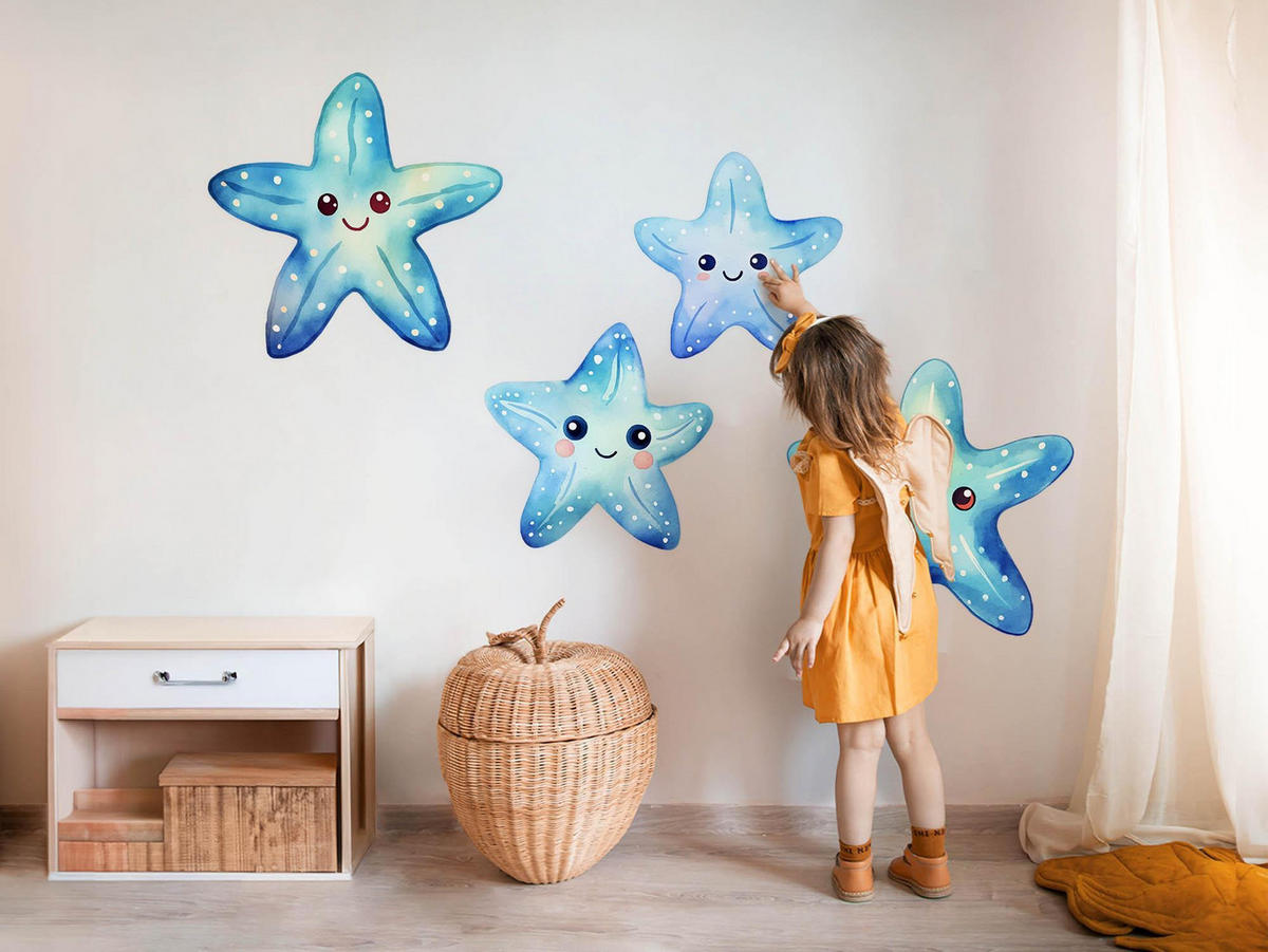 WANDAUFKLEBER 100x106cm - Niedlicher Seestern - Multicolor, Kunststoff (100/106/0.1cm) - Wallfluent